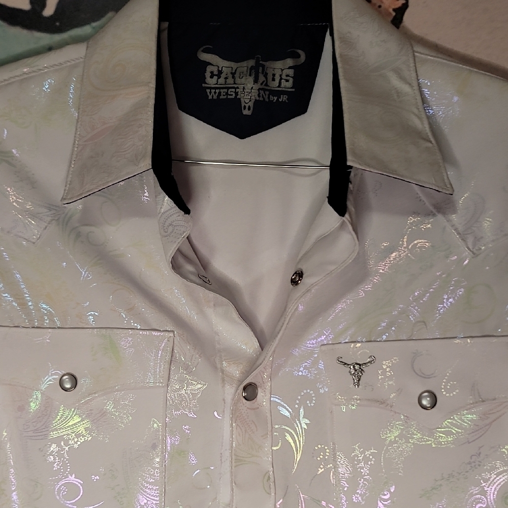 Cactus White Dress Shirt Iridescent Sheen
